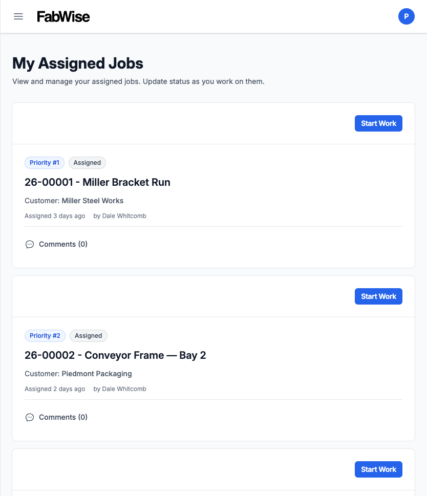 Workstation task list for an individual worker